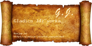 Gladics Jávorka névjegykártya